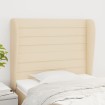 Cabecero con orejas de tela color crema 83x23x118/128 cm