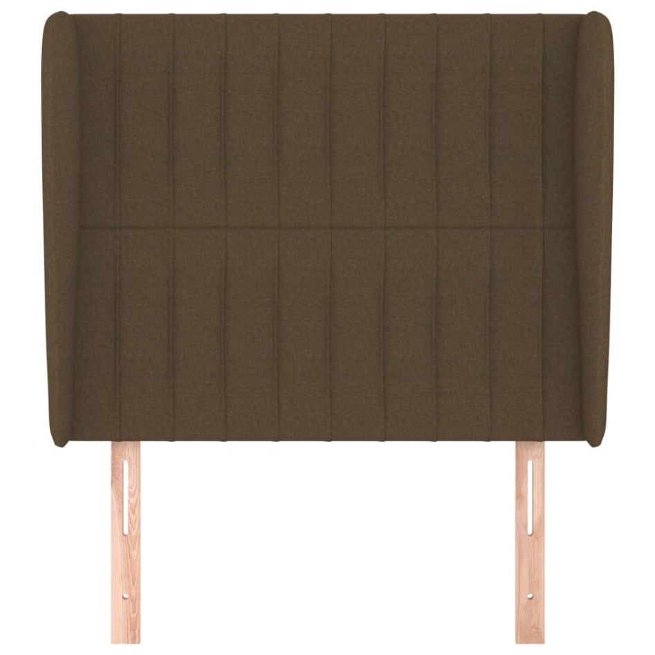 Cabecero con orejas de tela marrón oscuro 93x23x118/128