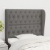 Cabecero con orejas de tela gris oscuro 103x23x118/128
