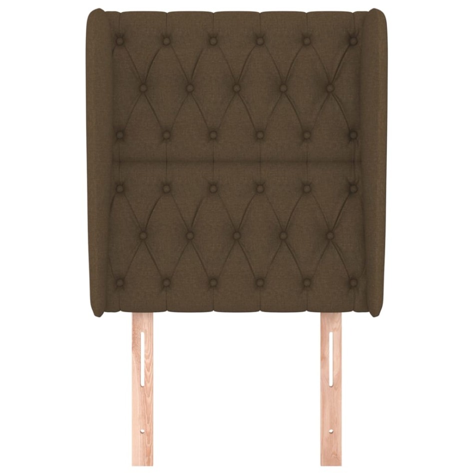 Cabecero con orejas de tela marrón oscuro 83x23x118/128