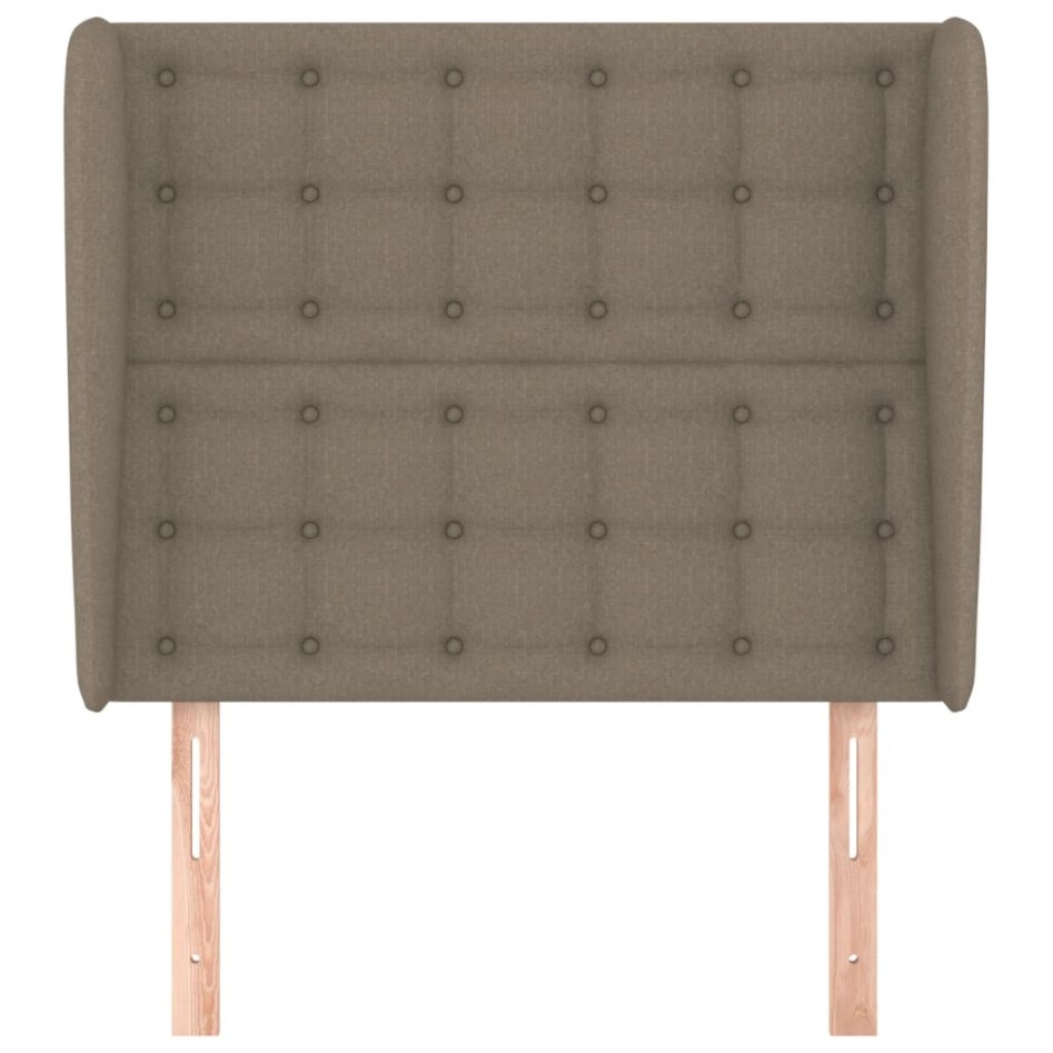 Cabecero con orejas de tela gris taupe 103x23x118/128