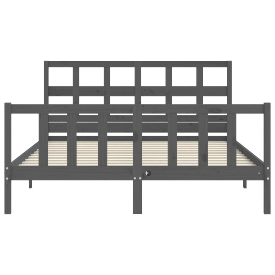 Estructura de cama matrimonio con cabecero madera maciza