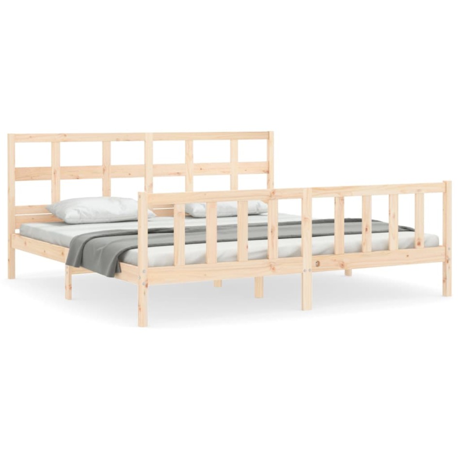 Estructura de cama de matrimonio con cabecero madera