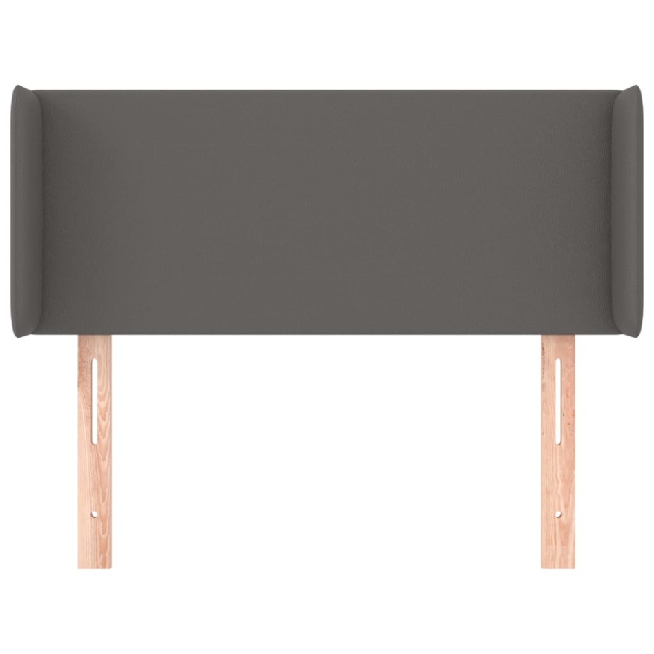 Cabecero de cuero sintético gris 83x16x78/88