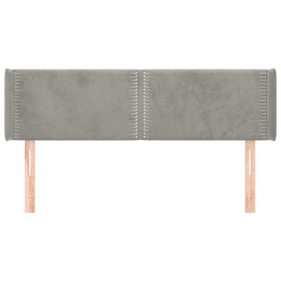 Cabecero de terciopelo gris claro 147x16x78/88