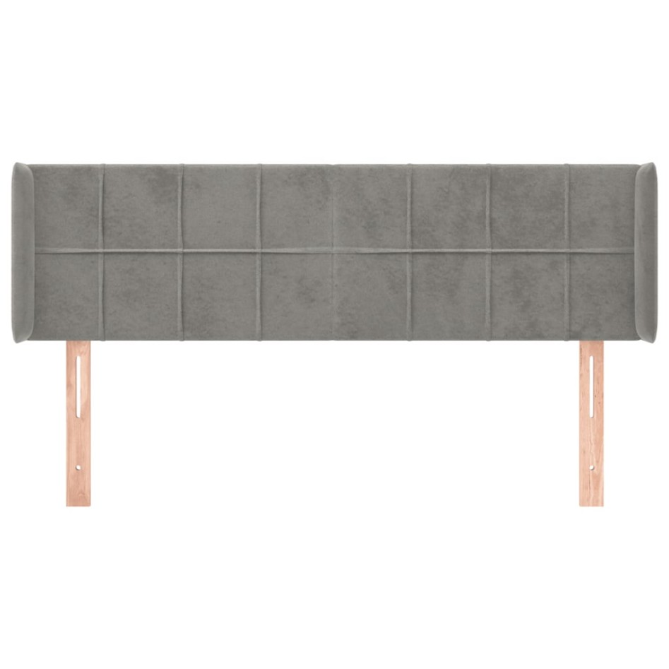 Cabecero de terciopelo gris claro 147x16x78/88