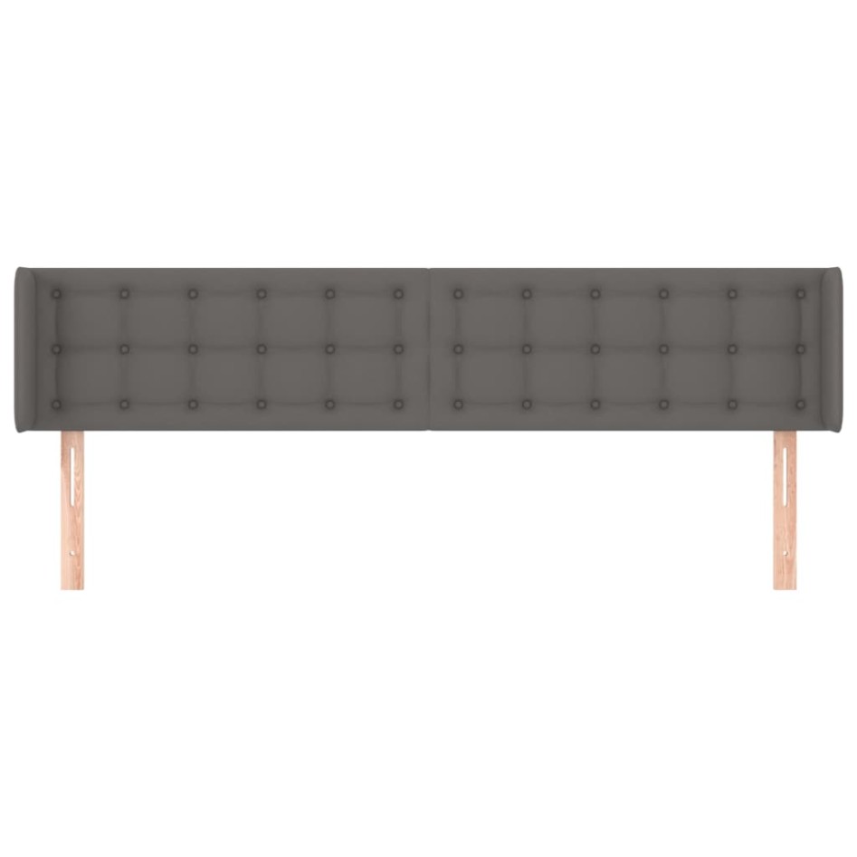 Cabecero de cuero sintético gris 163x16x78/88