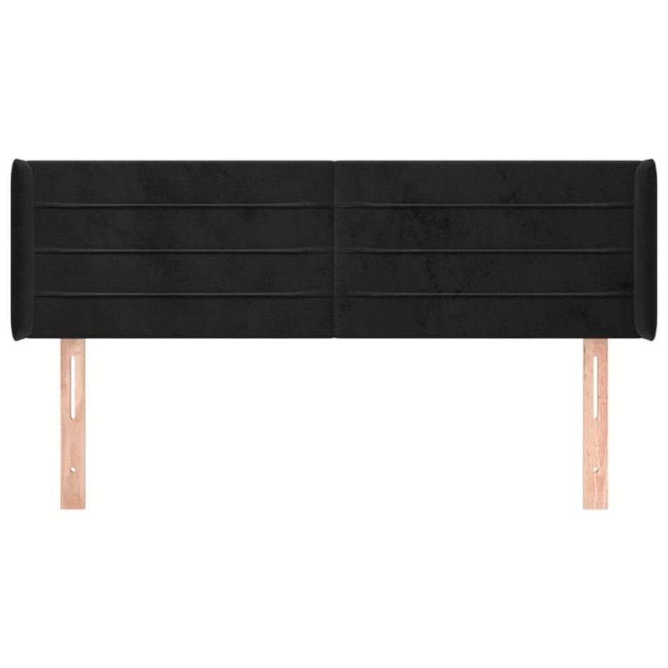Cabecero de terciopelo negro 147x16x78/88