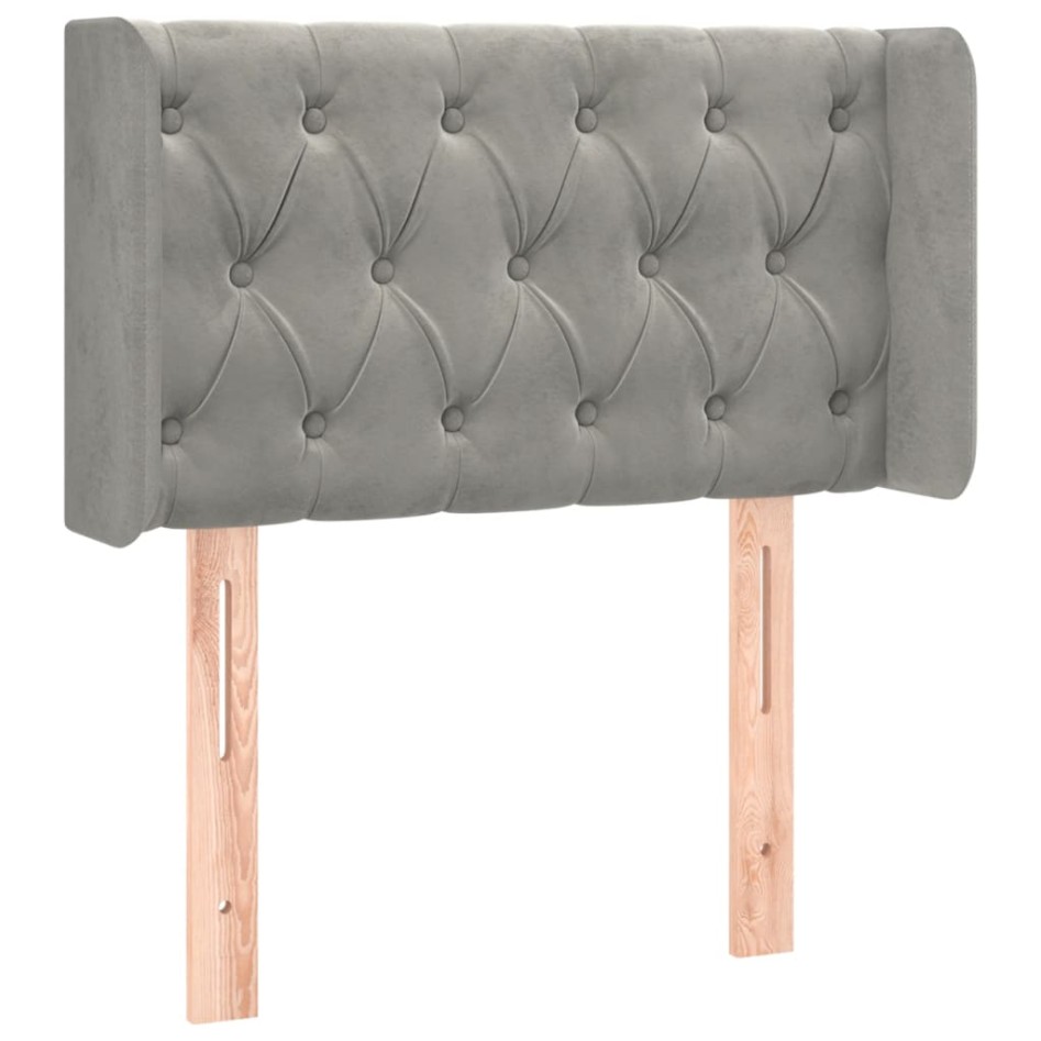 Cabecero de terciopelo gris claro 83x16x78/88