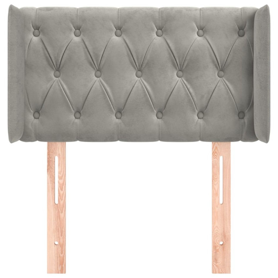 Cabecero de terciopelo gris claro 83x16x78/88