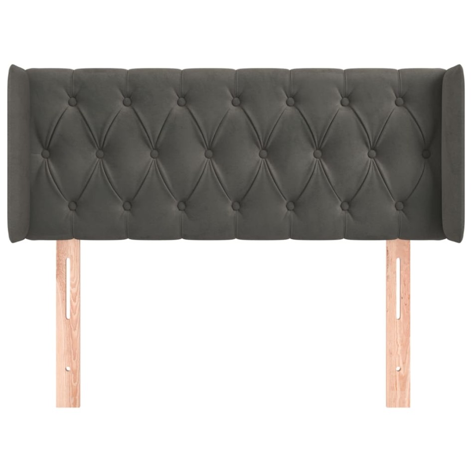 Cabecero de terciopelo gris oscuro 93x16x78/88