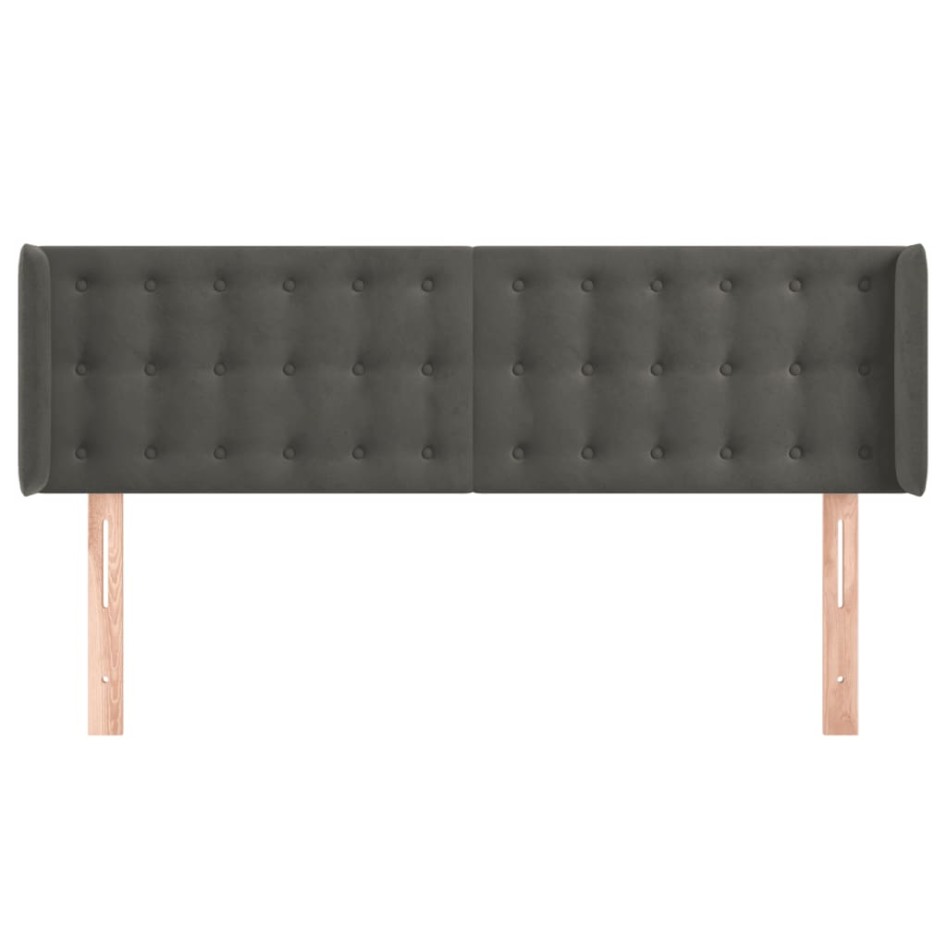 Cabecero de terciopelo gris oscuro 147x16x78/88