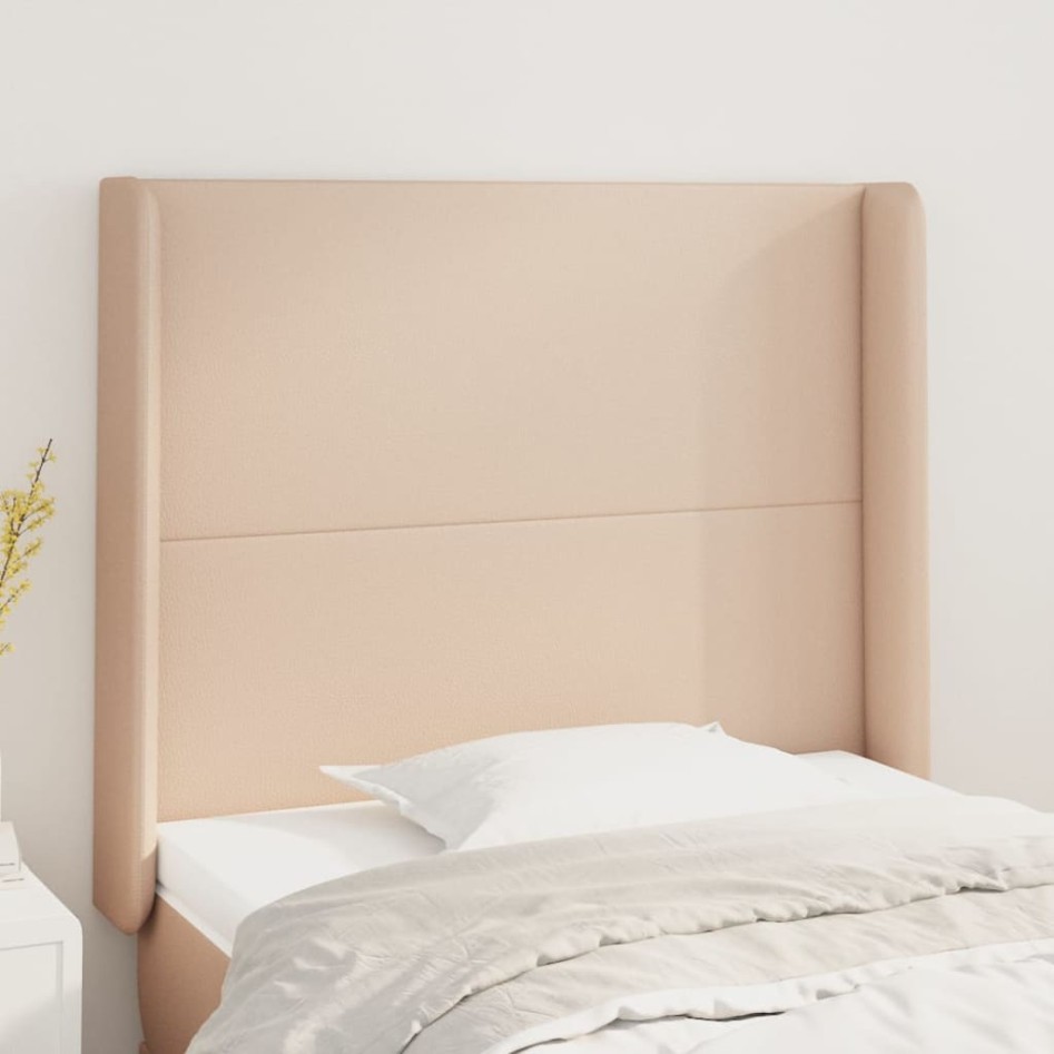 Cabecero con orejas cuero sintético capuchino 103x16x118/128