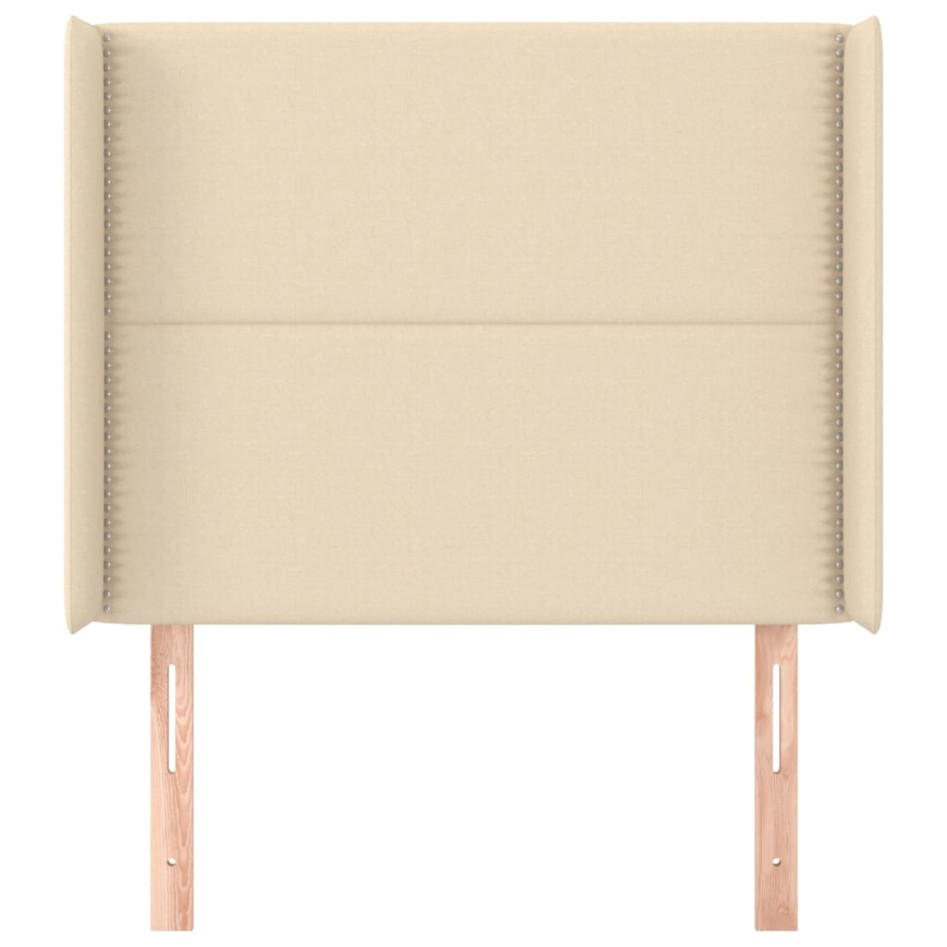 Cabecero con orejas de tela color crema 93x16x118/128