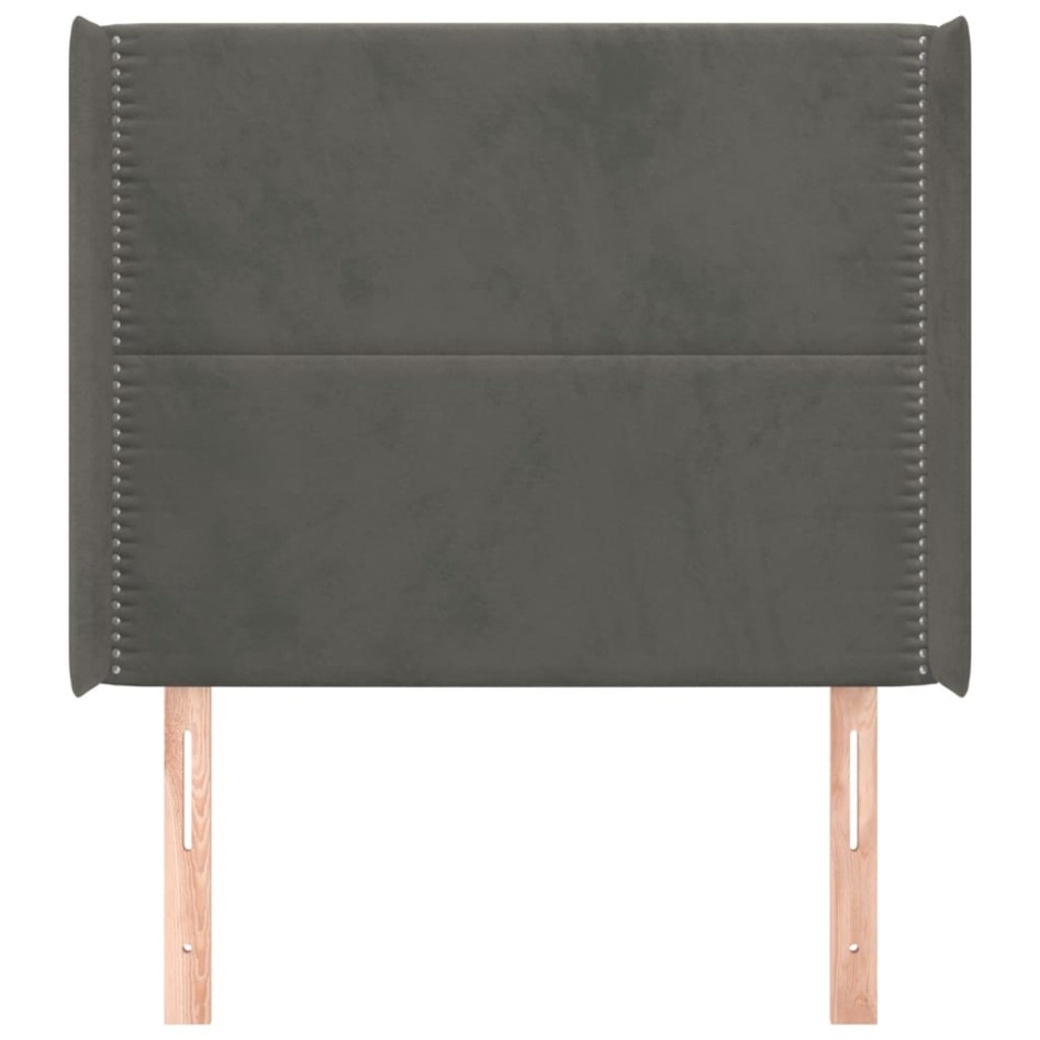 Cabecero con orejas de terciopelo gris oscuro 83x16x118/128