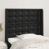 Cabecero con orejas de cuero sintético negro 93x16x118/128