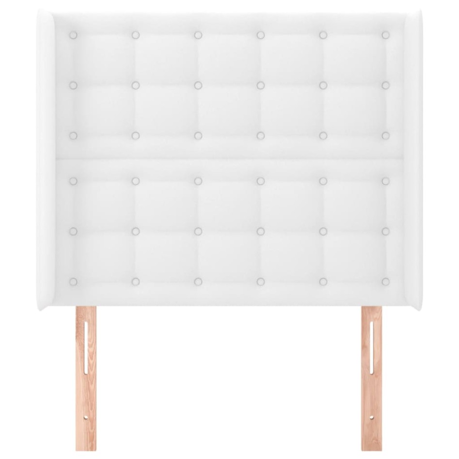 Cabecero con orejas de cuero sintético blanco 83x16x118/128