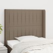 Cabecero con orejas de tela gris taupe 103x16x118/128 cm