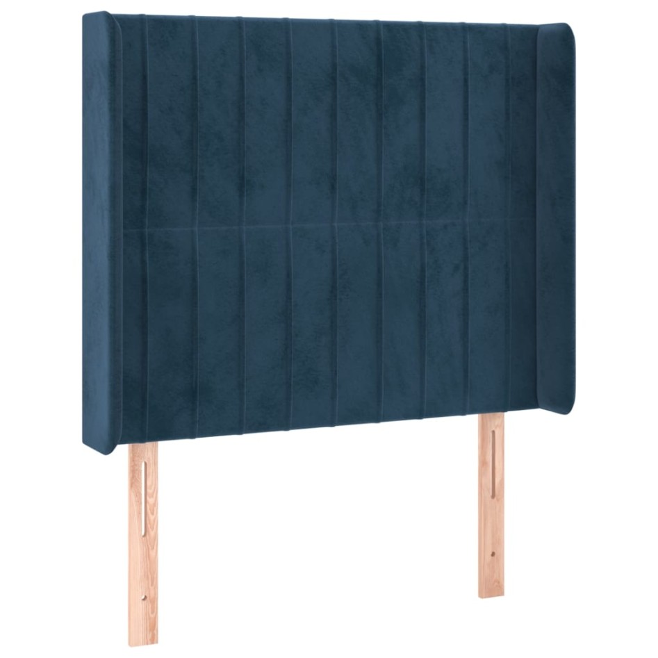 Cabecero con orejas de terciopelo azul oscuro 83x16x118/128