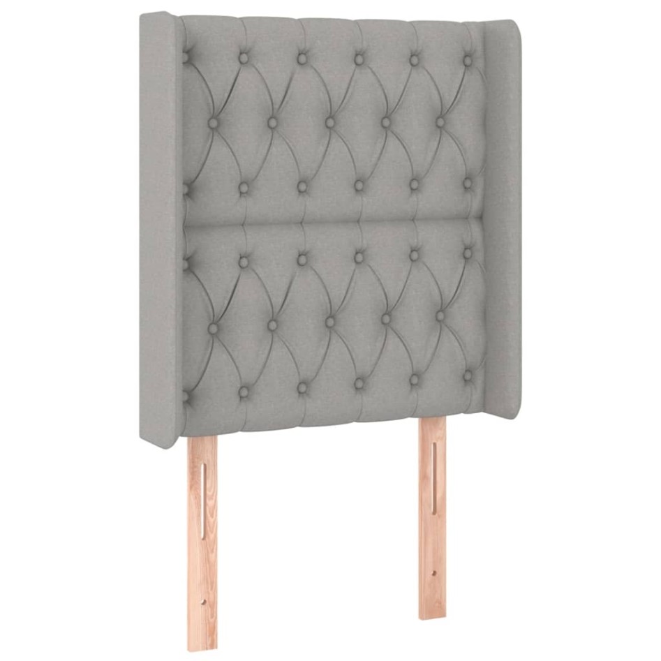 Cabecero con orejas de tela gris claro 83x16x118/128