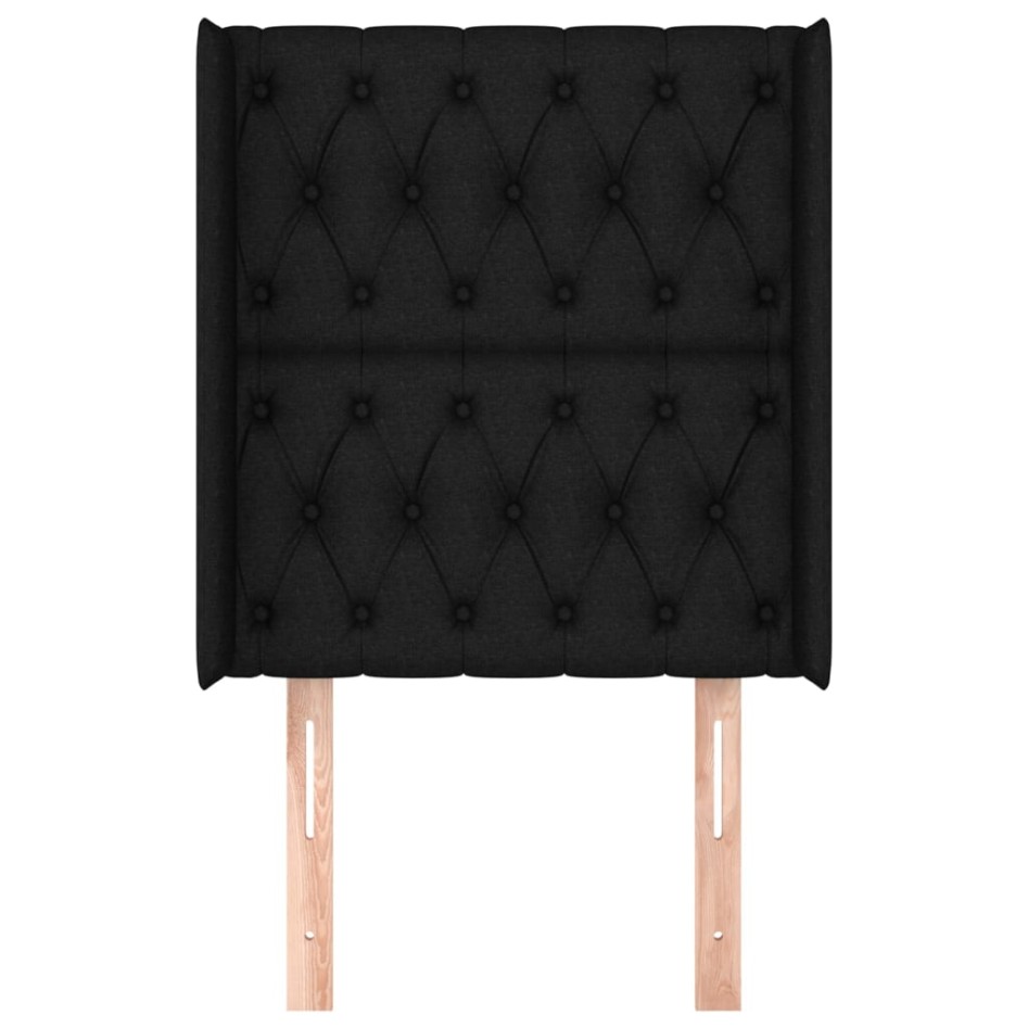 Cabecero con orejas de tela negro 83x16x118/128