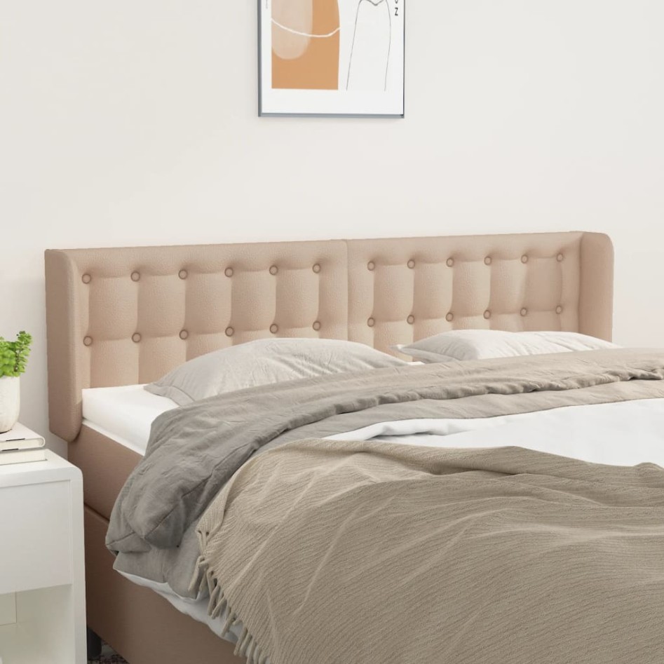 Cabecero de cuero sintético color capuchino 147x16x78/88