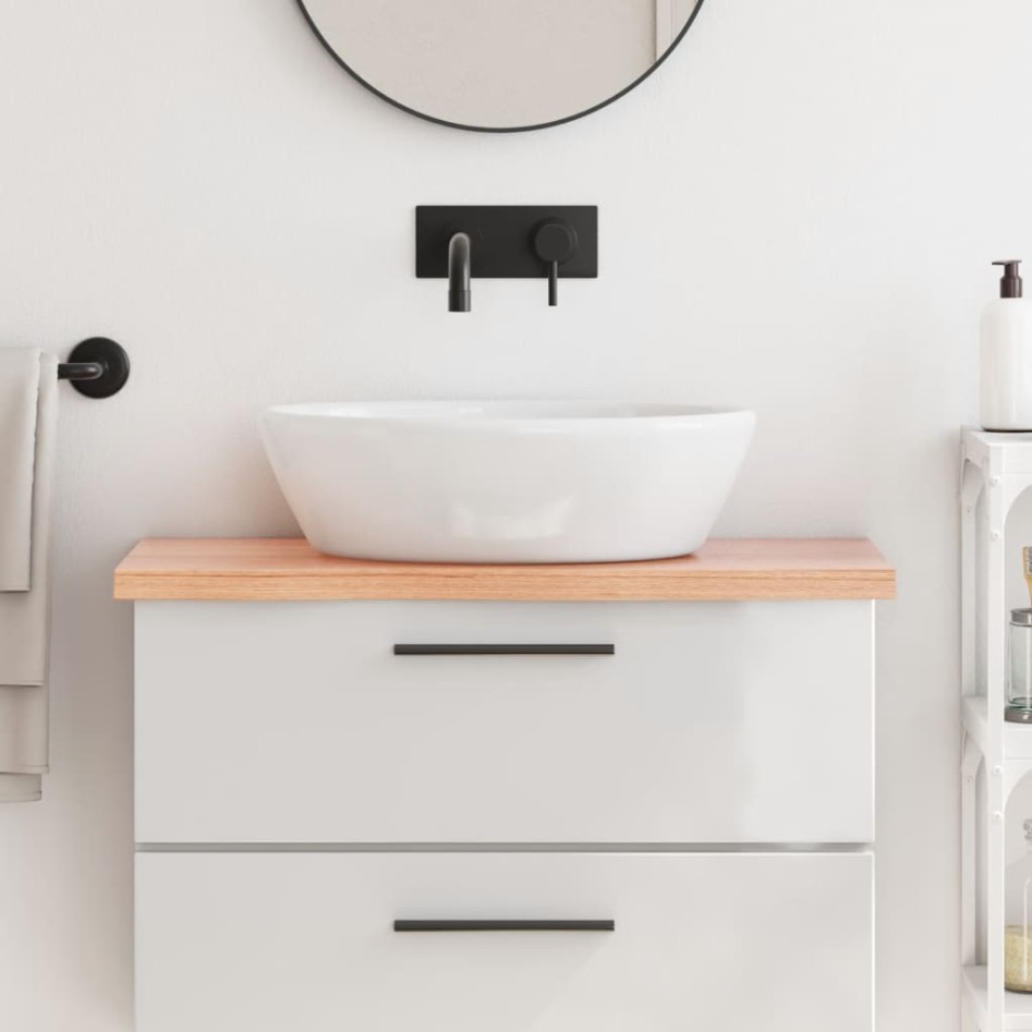 Encimera baño madera maciza tratada marrón claro 80x30x(2-4)
