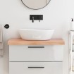 Encimera baño madera maciza tratada marrón claro 80x50x(2-6) cm