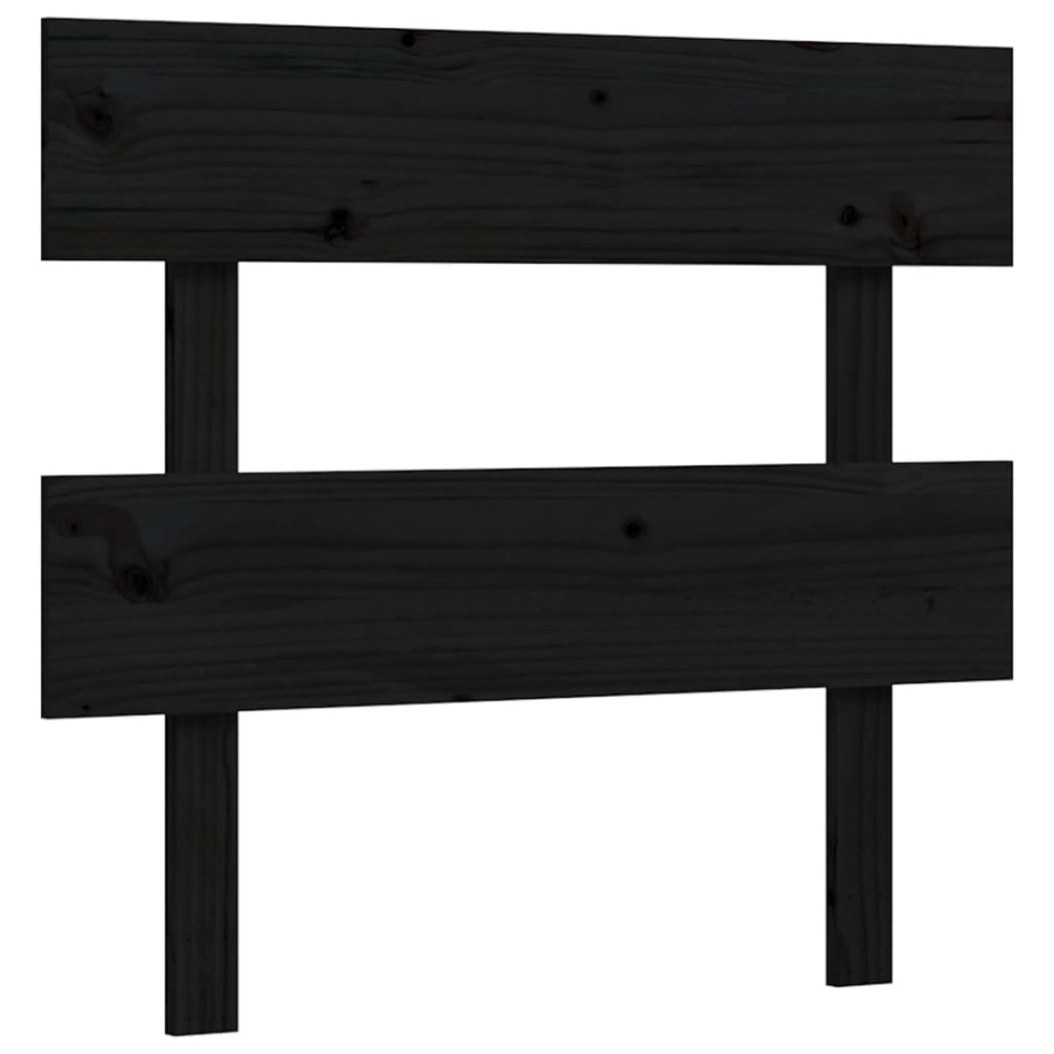 Estructura de cama con cabecero madera maciza negro 100x200