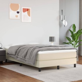 Estructura de cama sin colchón cuero sintético crema 120x200
