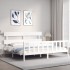 Estructura de cama con cabecero madera maciza blanco 200x200