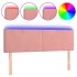 Cabecero con LED de terciopelo rosa 144x5x78/88