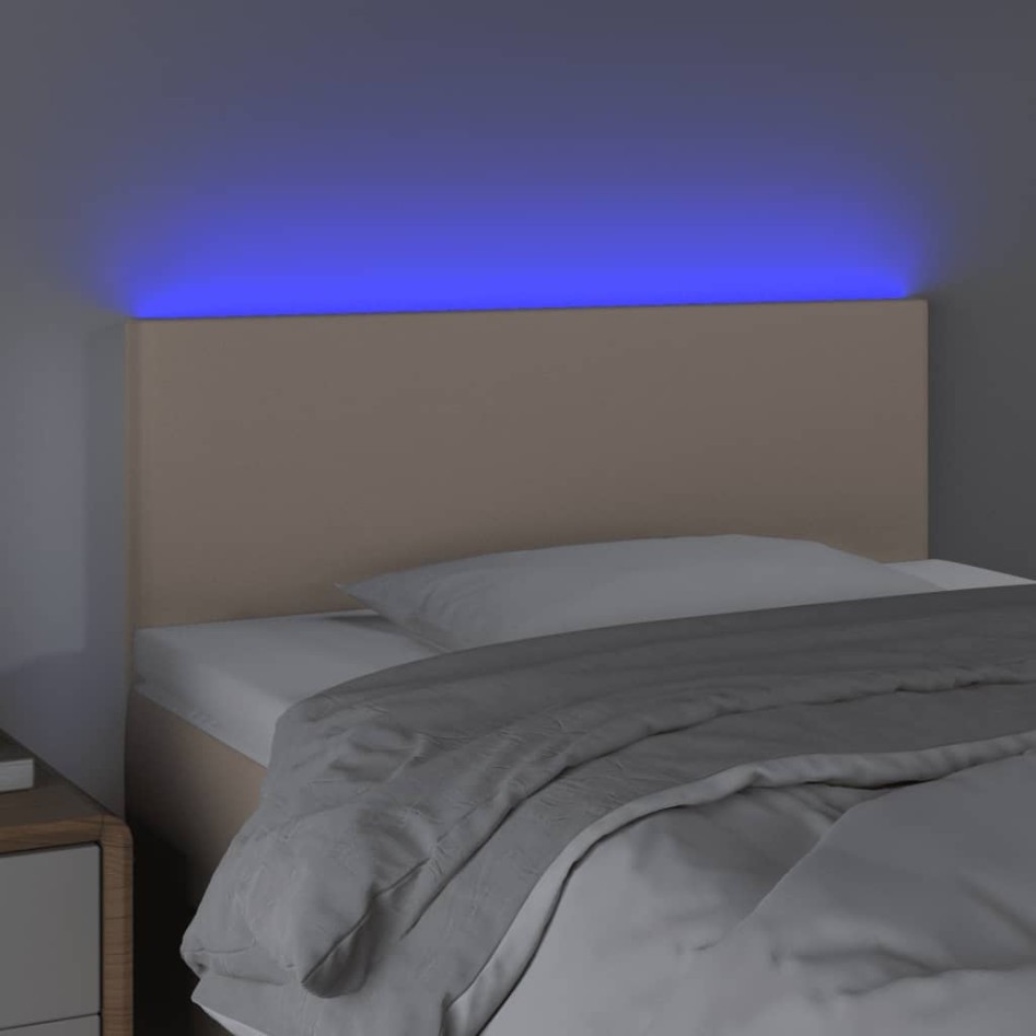 Cabecero con LED cuero sintético color capuchino 90x5x78/88