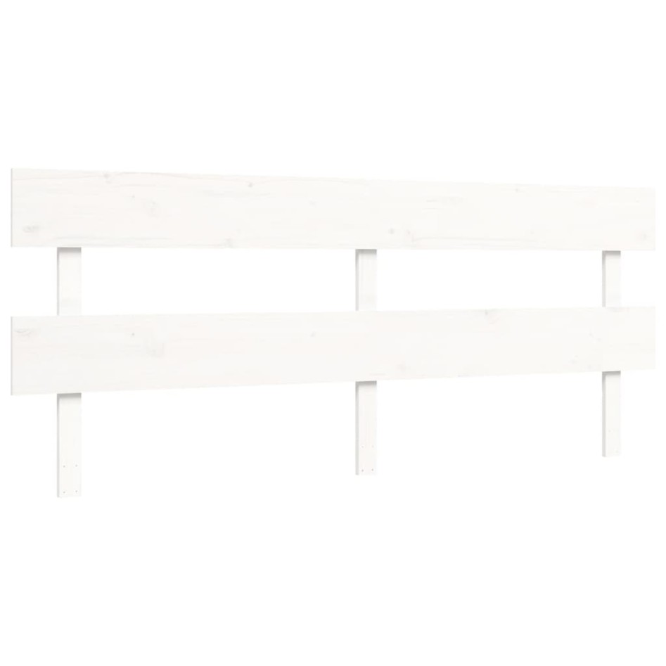 Estructura de cama con cabecero madera maciza blanco 200x200