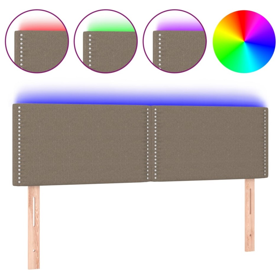 Cabecero con LED de tela gris taupe 144x5x78/88