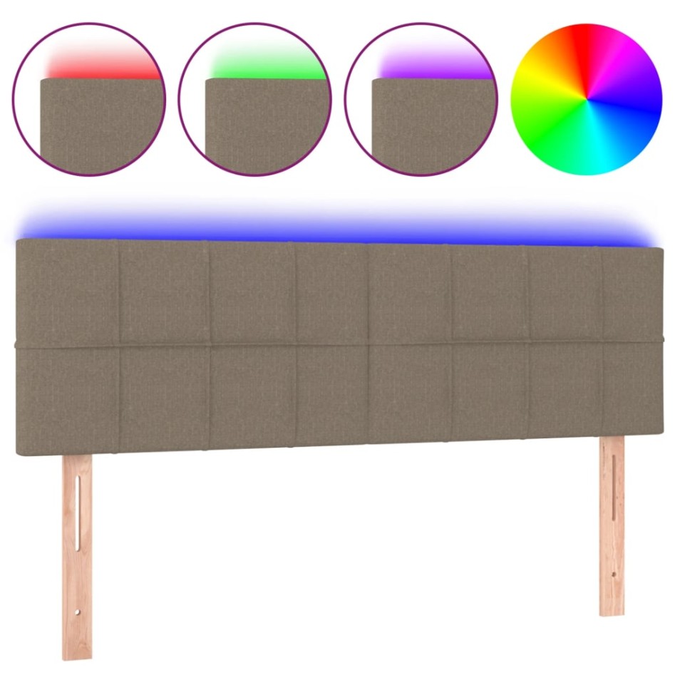 Cabecero con LED de tela gris taupe 144x5x78/88