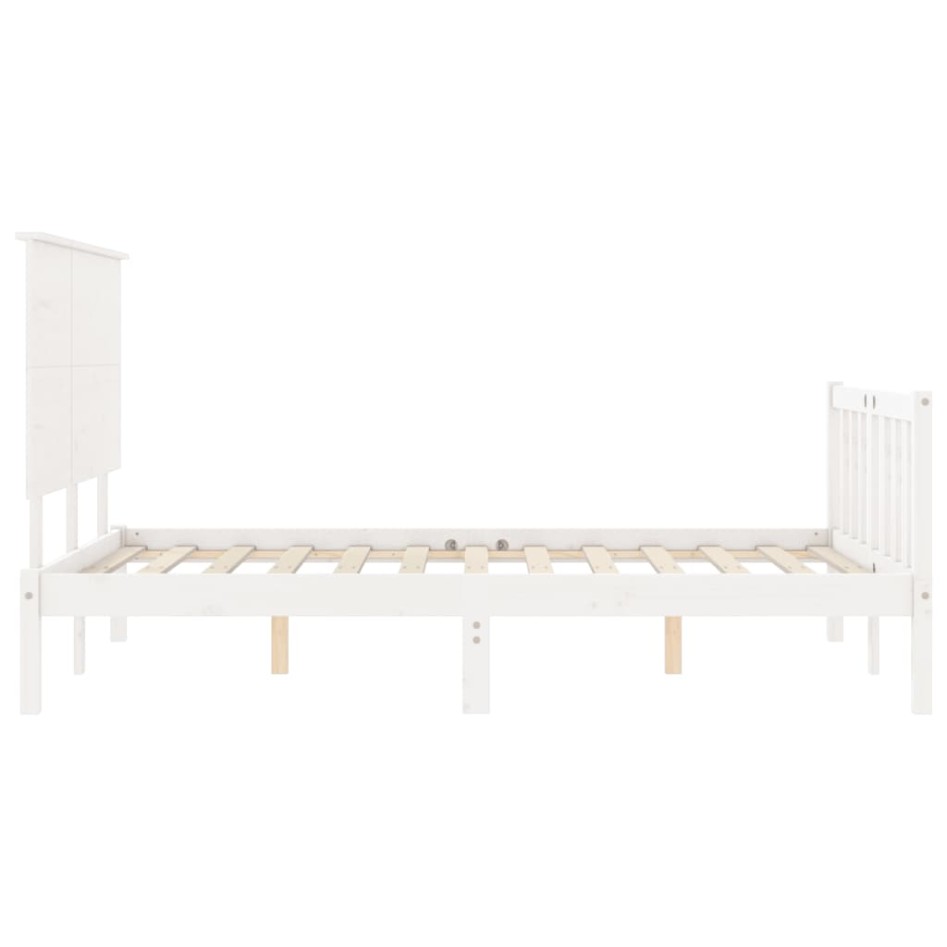Estructura de cama con cabecero madera maciza blanco 120x200