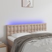 Cabecero con LED cuero sintético color capuchino 144x5x78/88 cm