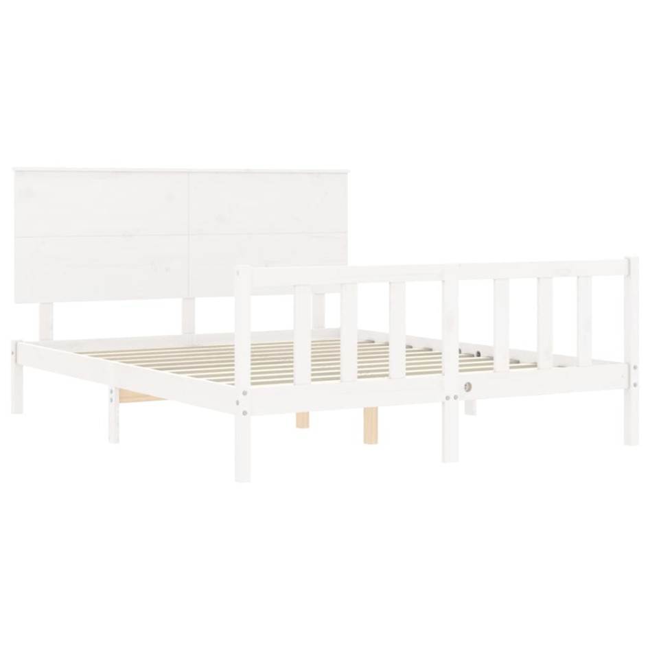 Estructura de cama matrimonio con cabecero madera maciza