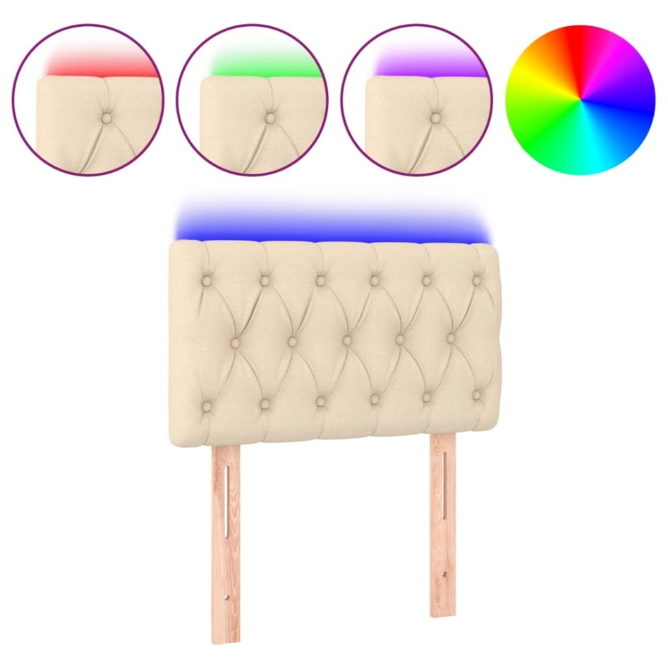 Cabecero con LED de tela color crema 80x7x78/88