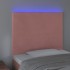 Cabecero con luces LED terciopelo rosa 90x5x118/128