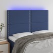 Cabecero con luces LED tela azul 144x5x118/128 cm
