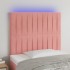 Cabecero con luces LED terciopelo rosa 80x5x118/128