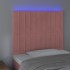 Cabecero con luces LED terciopelo rosa 80x5x118/128