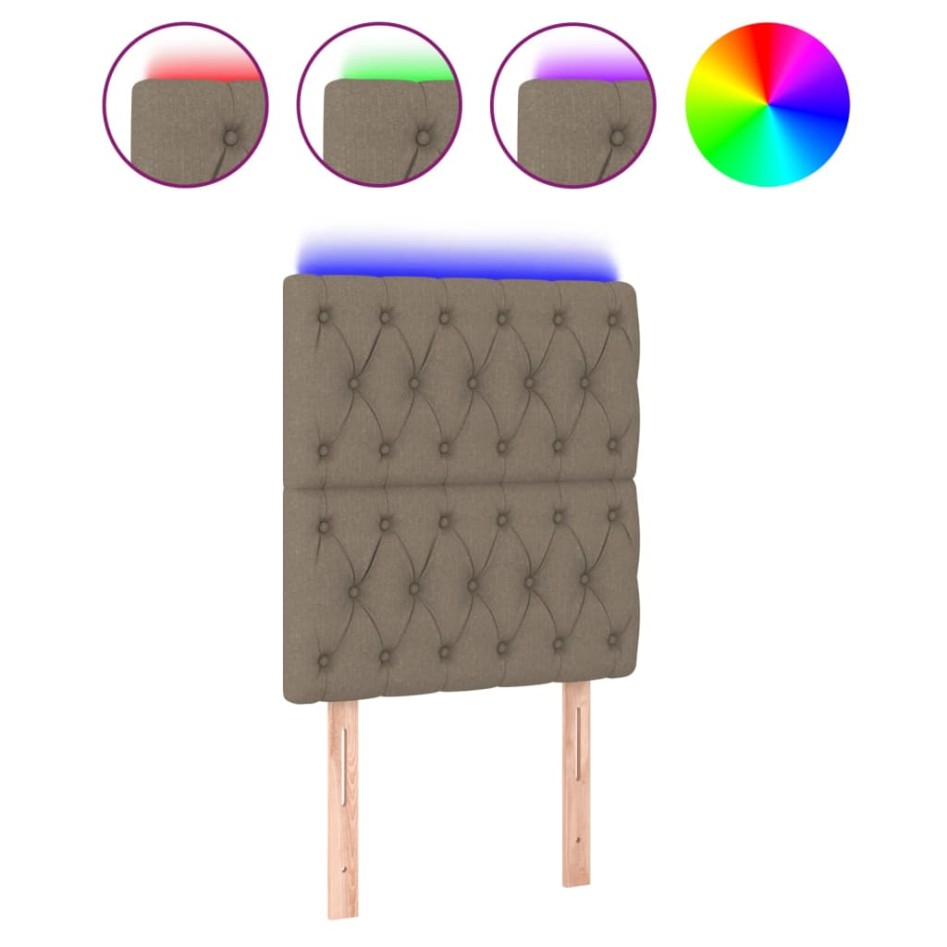 Cabecero con luces LED tela gris taupe 80x7x118/128