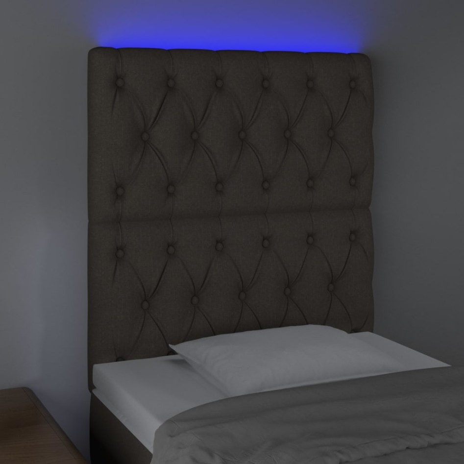 Cabecero con luces LED tela gris taupe 80x7x118/128