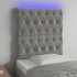Cabecero con luces LED terciopelo gris claro 80x7x118/128
