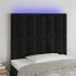 Cabecero con luces LED terciopelo negro 90x5x118/128