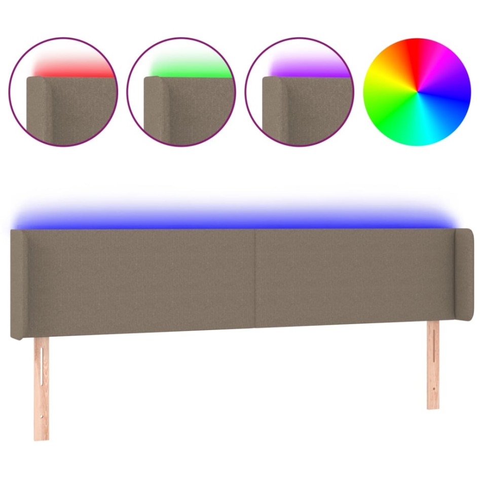 Cabecero con LED de tela gris taupe 163x16x78/88