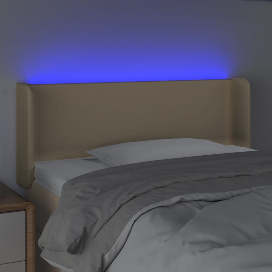 Cabecero con LED de tela crema 103x16x78/88